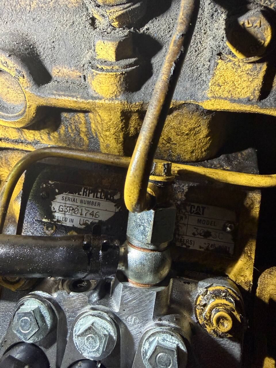 CAT diesel engine close-up during powertrain repair by P&C Mobile Repair in Southwest Florida