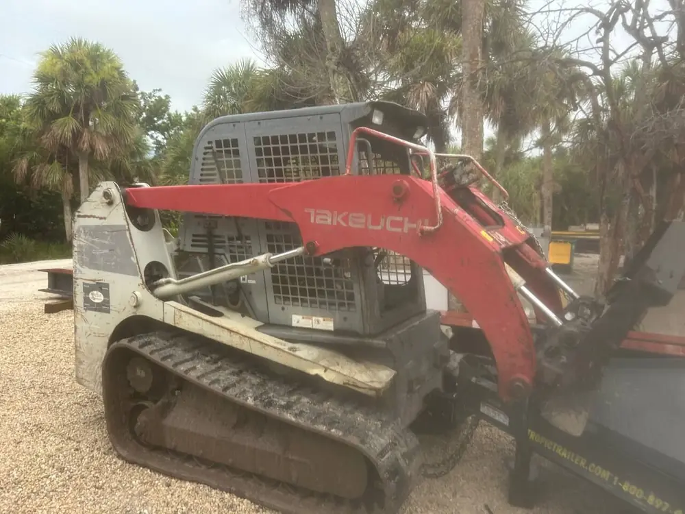 Takeuchi compact track loader in the yard during mobile equipment service