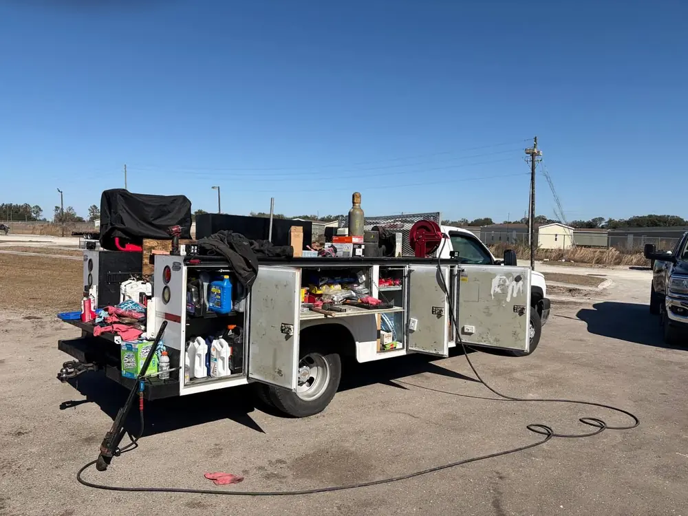 P&C Mobile Repair service truck loaded with tools and parts, the mobile shop that comes to your jobsite in Southwest Florida