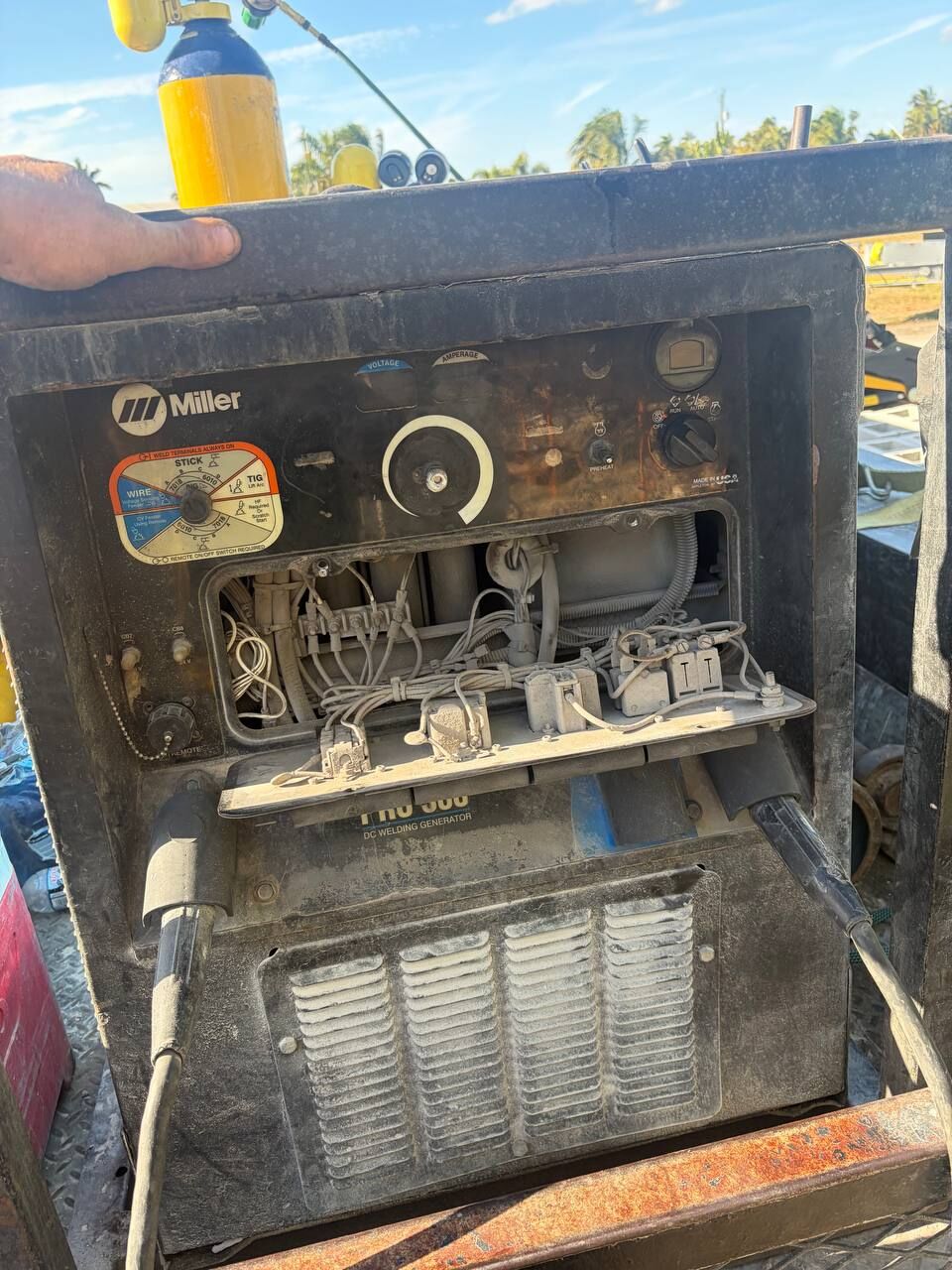 Miller welder rig on the P&C Mobile Repair service truck for on-site welding in Southwest Florida